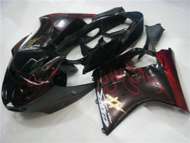 Cheap 1996-2007 Honda CBR1100XX Blackbird Abs Motorcycle Fairings - Glossy Black Red Flame UK