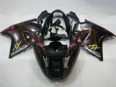 Cheap 1996-2007 Honda CBR1100XX Blackbird Abs Motorcycle Fairings - Glossy Black Red Flame UK
