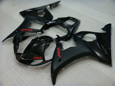 Cheap 2003-2004 Yamaha YZF R6 Motorcycle Fairings - Glossy Black Matte Black Red Decals UK