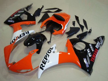 Cheap 2003-2004 Yamaha YZF R6 Motorcycle Fairings - Orange White Glossy Black Repsol UK