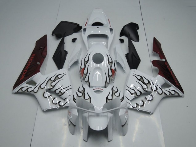 2005-2006 Honda CBR600RR Motorcycle Fairing - White Black Flame UK