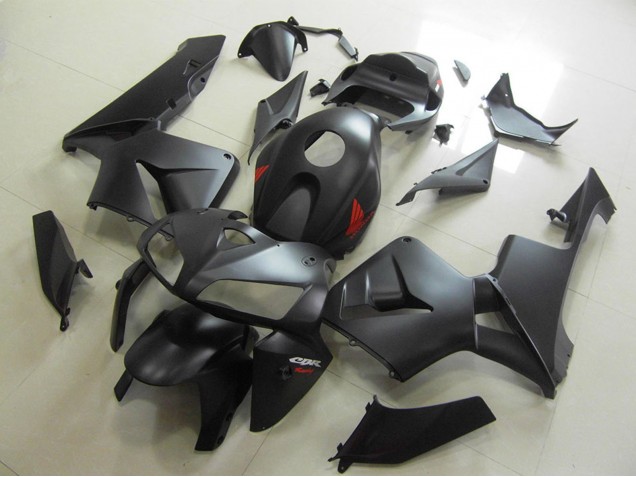 2005-2006 Honda CBR600RR Motorcycle Fairings - Matte Black Red Decal UK