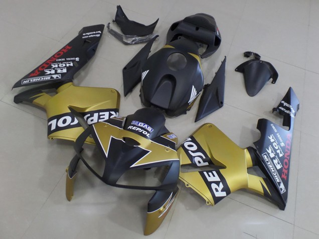 2005-2006 Honda CBR600RR Motorcycle Fairings - Matte Black Gold Repsol UK