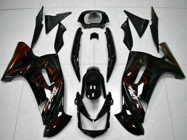 Cheap 2006-2008 Kawasaki EX650 Motorcycle Fairings - Glossy Black Red Flame UK