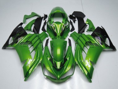 Cheap 2012-2024 Kawasaki ZX14R ZZR1400 Motorcycle Fairings - Green Glossy Black Flame White Ninja UK