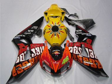 Cheap 2006-2007 Honda CBR1000RR Motorcycle Fairings - Yellow Orange Glossy Black Rossi Repsol 46 UK
