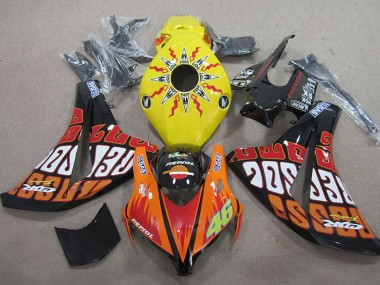 Cheap 2008-2011 Honda CBR1000RR Motorcycle Fairings - Yellow Orange Glossy Black Rossi Repsol 46 UK