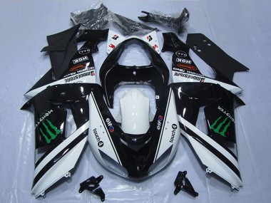 Cheap 2006-2007 Kawasaki ZX10R Motorcycle Fairings - White Glossy Black Green Elf Touch4 Monster UK