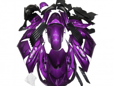 Cheap 2006-2011 Kawasaki ZX14R Motorcycle Fairings - Purple Black Flame White Ninja UK