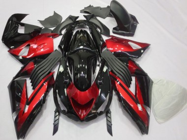 Cheap 2006-2011 Kawasaki ZX14R Motorcycle Fairings - Red Glossy Black Stripe UK