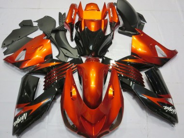 Cheap 2006-2011 Kawasaki ZX14R Motorcycle Fairings - Orange Glossy Black UK