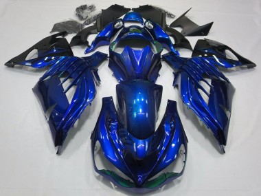 Cheap 2012-2024 Kawasaki ZX14R ZZR1400 Motorcycle Fairings - Blue Glossy Black UK
