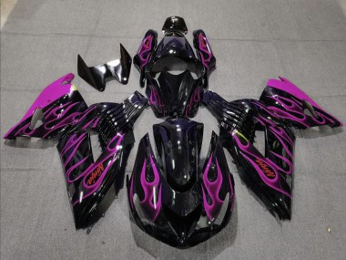 Cheap 2006-2011 Kawasaki ZX14R Motorcycle Fairing - Glossy Black Purple Flame UK