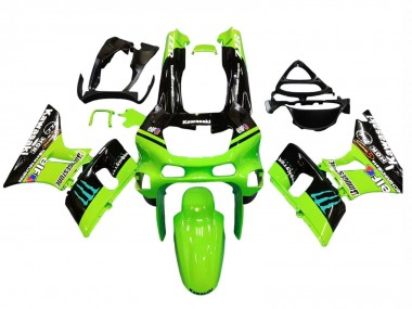 Cheap 1998-2003 Kawasaki ZZR600 Motorcycle Fairings - Green Glossy Black Blue Monster Elf Touch4 Bridgestone UK