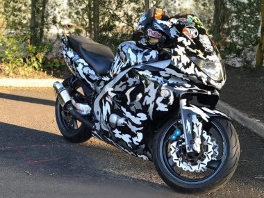 Cheap 1996-2007 Yamaha YZF600R Thundercat Motorcycle Fairings - Black White Grey Camouflage UK