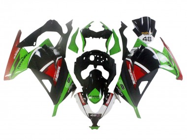 Cheap 2013-2024 Kawasaki EX300 Motorcycle Fairings - Green White Red Black Elf UK