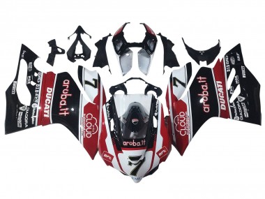 Cheap 2011-2014 Ducati Panigale 899/1199 Motorcycle Fairings - White Red Glossy Black Aruba.it 7 UK
