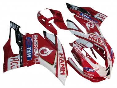 Cheap 2011-2014 Ducati 1199 Motorcycle Fairings - White Red Glossy Black Fiamm 7 UK