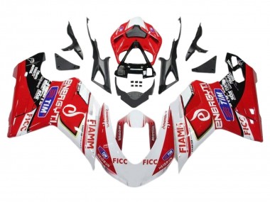 Cheap 2011-2014 Ducati 1199 Motorcycle Fairings - White Red Glossy Black Ficc Fiamm UK