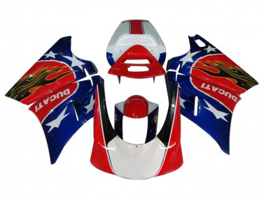 Cheap 1993-2005 Ducati 748/916/996/998 Motorcycle Fairings - White Red Blue Glossy Black Flame UK