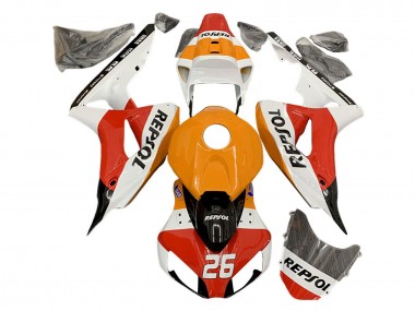 Cheap 2006-2007 Honda CBR1000RR Motorcycle Fairings - Orange White Red Black Glossy Repsol 26 UK