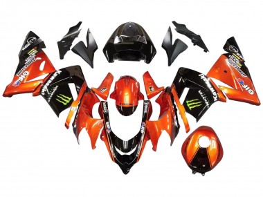 Cheap 2004-2005 Kawasaki ZX10R Motorcycle Fairings - Burnt Orange Black Monster Elf UK