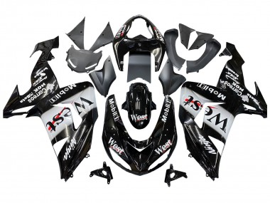 Cheap 2006-2007 Kawasaki ZX10R Motorcycle Fairings - Glossy Black White West UK