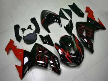 Cheap 2006-2007 Kawasaki ZX10R Motorcycle Fairings - Glossy Black Red UK