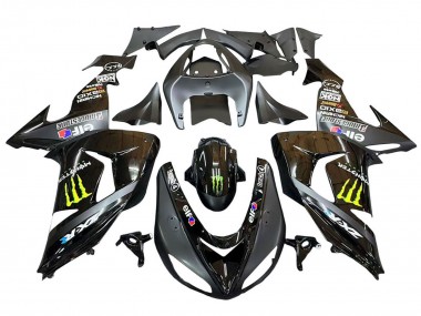 Cheap 2006-2007 Kawasaki ZX10R Motorcycle Fairings - Grey Yellow Glossy Black Monster Elf UK