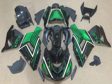 Cheap 2006-2011 Kawasaki ZX14R ZZR1400 Motorcycle Fairing Kits - Green Glossy Black UK