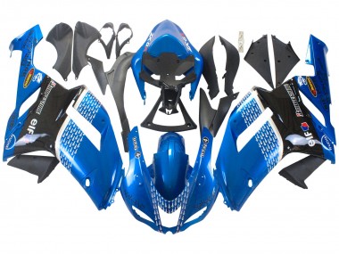 Cheap 2007-2008 Kawasaki ZX6R Motorcycle Fairings - Black Blue Elf UK