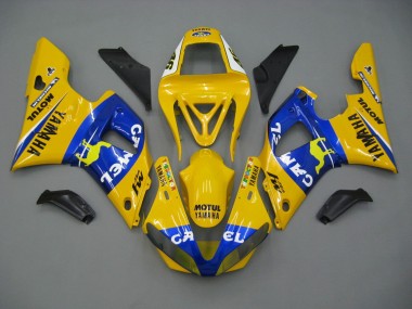 Cheap 2000-2001 Yamaha YZF 1000 R1 Motorcycle Fairings - White Yellow Blue Motul Camel UK