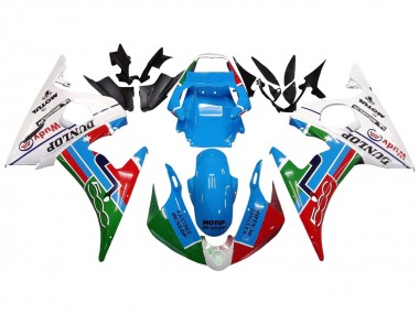 Cheap 2003-2004 Yamaha YZF R6 Motorcycle Fairings - White Blue Green Red Kastinee Dunlop Motul UK