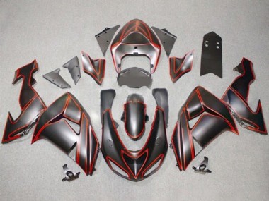 Cheap 2006-2007 Kawasaki ZX10R Motorcycle Fairings - Matte Black Red Pinstripe UK