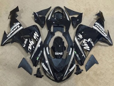 Cheap 2006-2007 Kawasaki ZX10R Motorcycle Fairings - Glossy Black White Stripe Elf UK