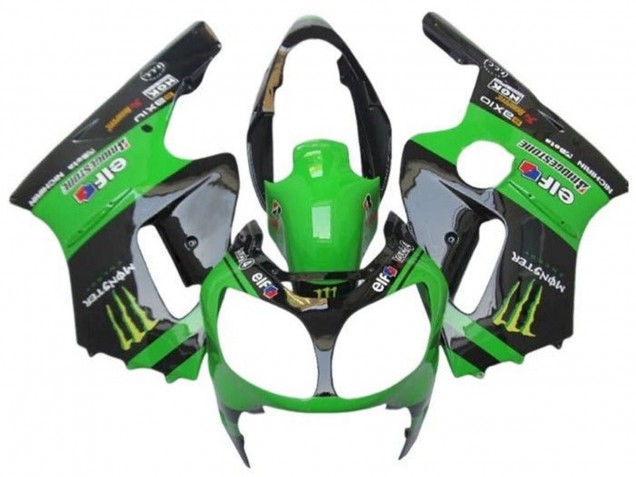 2002-2006 Kawasaki ZX12R Motorcycle Fairings - Green Glossy Black Elf Touch4 Monster UK