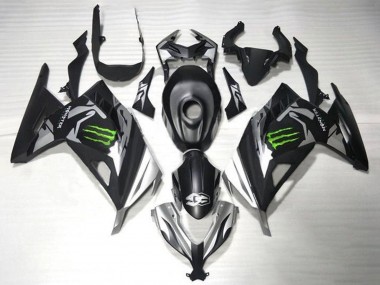 Cheap 2013-2024 Kawasaki EX300 Motorcycle Fairings - Matte Black Silver Green Monster UK