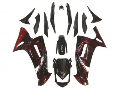 Cheap 2006-2008 Kawasaki Ninja 650 EX650 Motorcycle Fairings - Glossy Black Red Flame UK