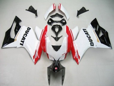 Cheap 2011-2014 Ducati Panigale 1199 Motorcycle Fairings - White Red Glossy Black Stripe UK