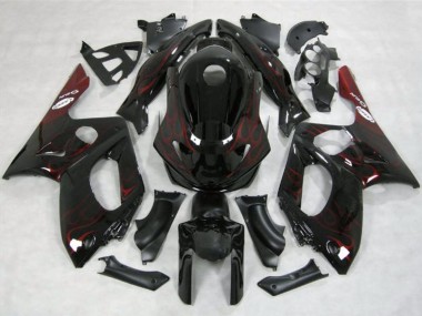 Cheap 1996-2007 Yamaha YZF600R Thundercat Motorcycle Fairings - Glossy Black Red Flame UK