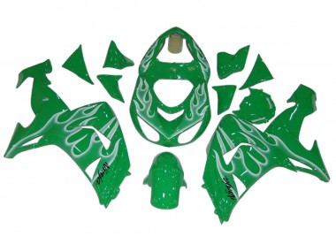 Cheap 2006-2007 Kawasaki ZX10R Motorcycle Fairings - Green White Flame UK