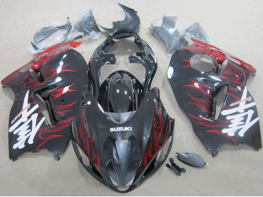 Cheap 1996-2007 Suzuki GSXR 1300 Hayabusa Motorcycle Fairings - Black Red Flame UK