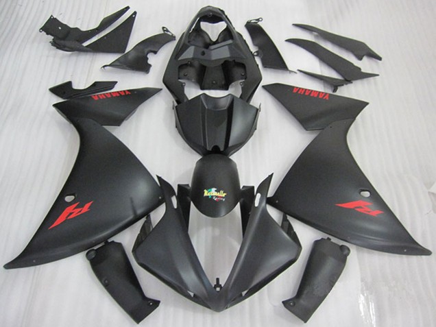2009-2011 Yamaha YZF R1 Motorcycle Fairings - Matte Black Red Decal UK