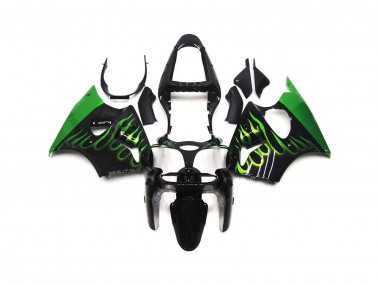 2000-2002 Gloss Green Flame Plain Kawasaki ZX6R Motorcycle Fairing