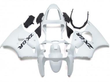 2000-2002 Plain Gloss White With Logo Kawasaki ZX6R Motorcycle Fairing