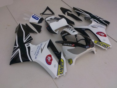 2006-2008 White and Black with Flag Triumph Daytona 675 Motorcycle Fairing
